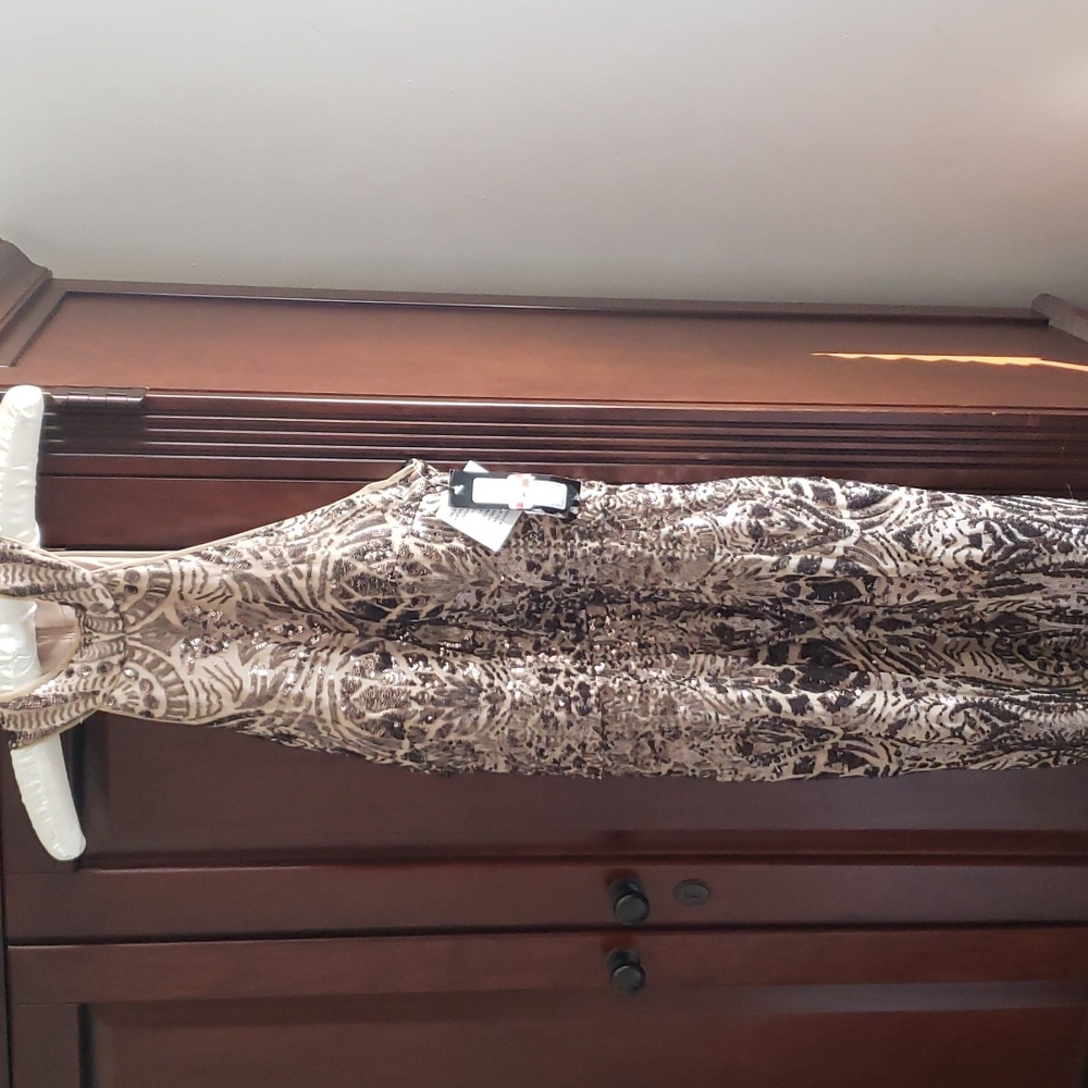Betsy and Adam copper sequins gown